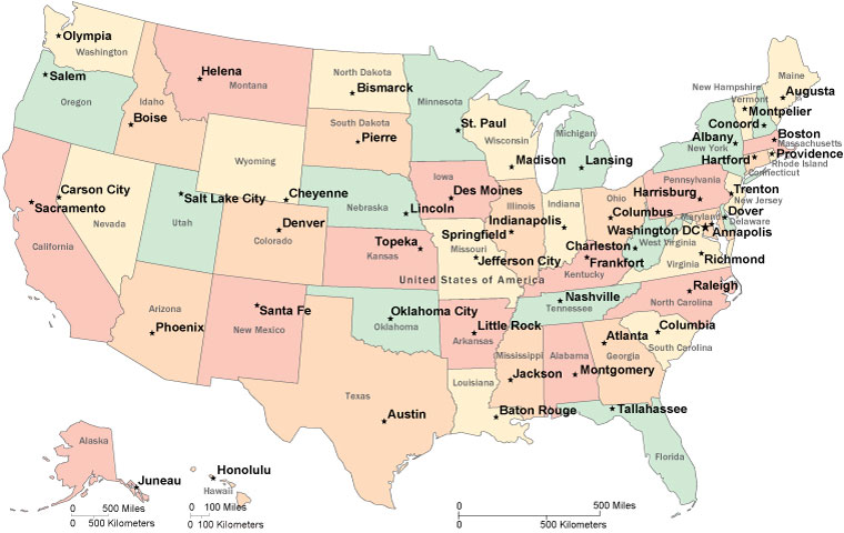 map of usa with capital United States Capital Cities Map Usa State Capitals Map map of usa with capital